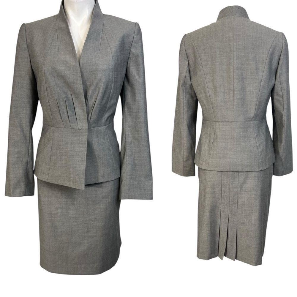 Elegant Gray Women's Skirt Suit